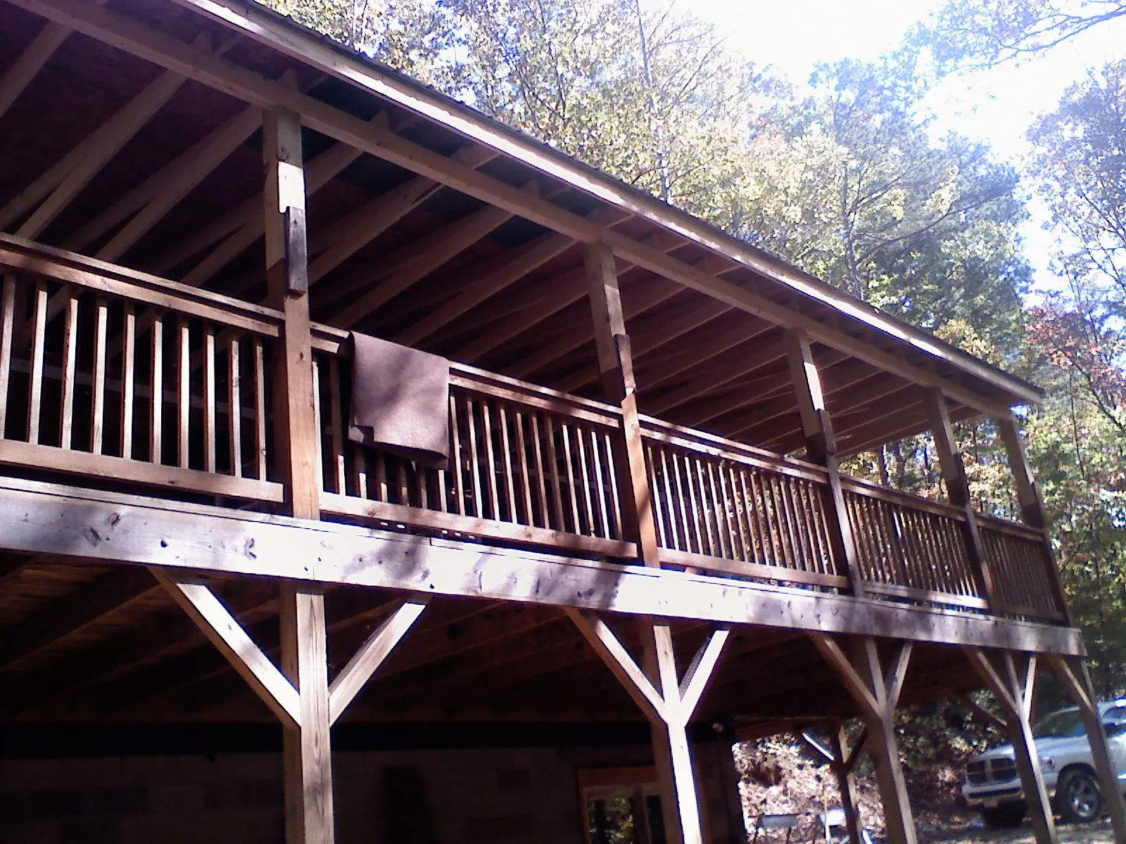 Timber framing under a new elevated porch and deck — Roof Leak Repair in Van by Roofing Brothers